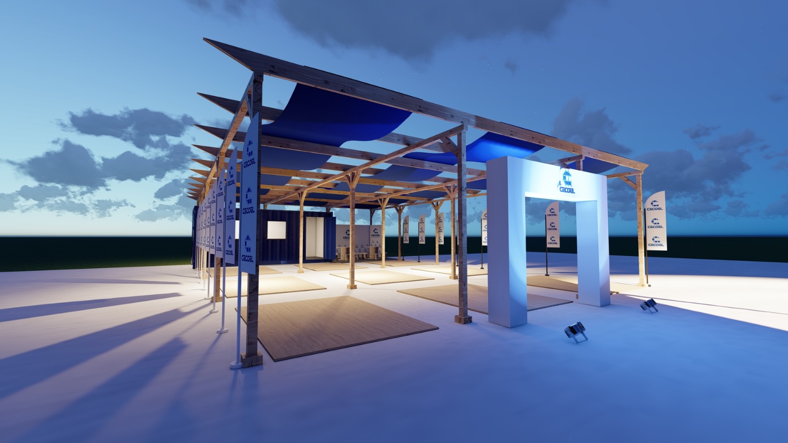 Render de espacio outdoor de Stand Studio